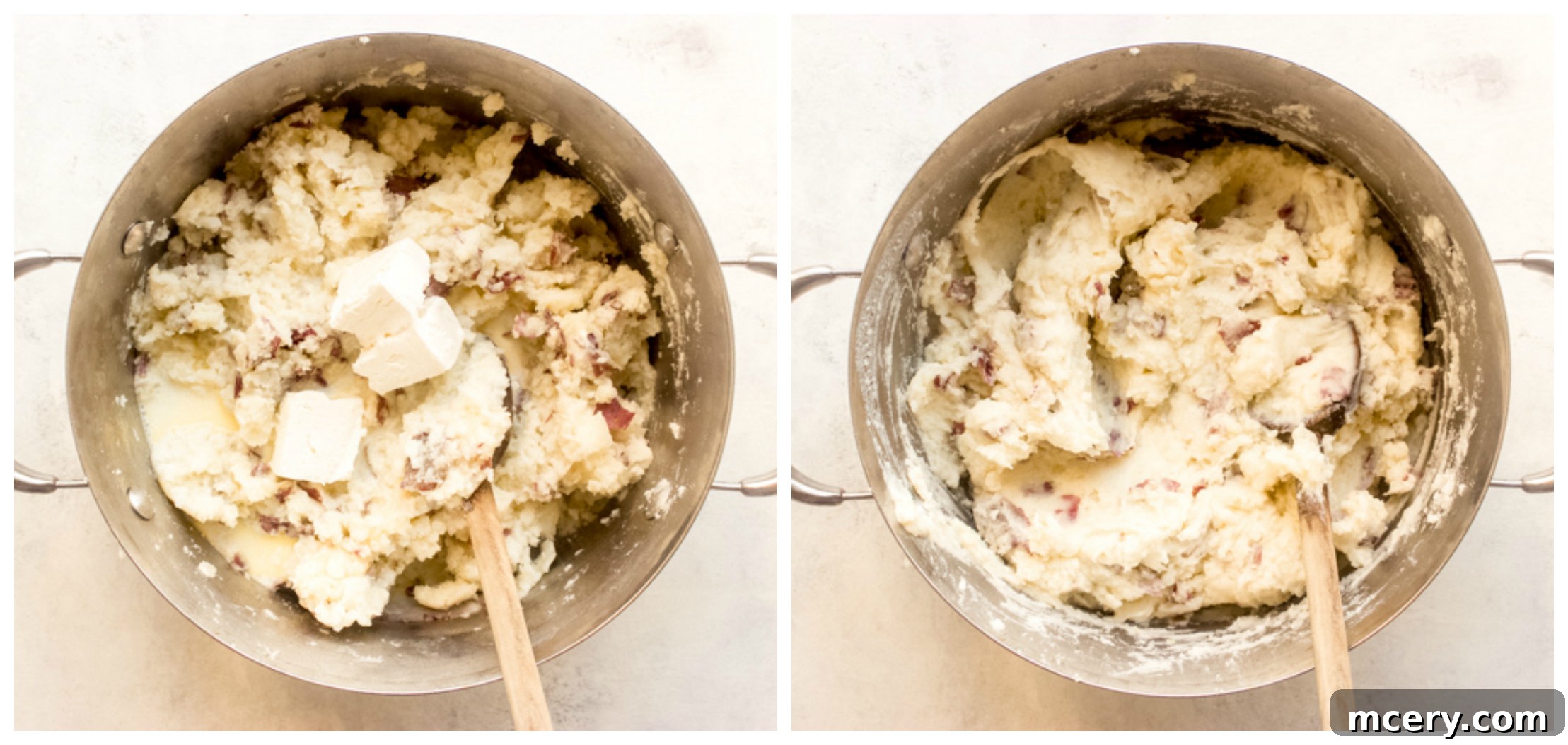 Hearty Red Potato Mash 8 Creamy red skin mashed potatoes in a pot, perfectly seasoned and ready to serve.