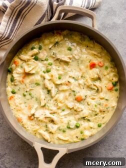 Healthy crustless chicken pot pie ready to serve