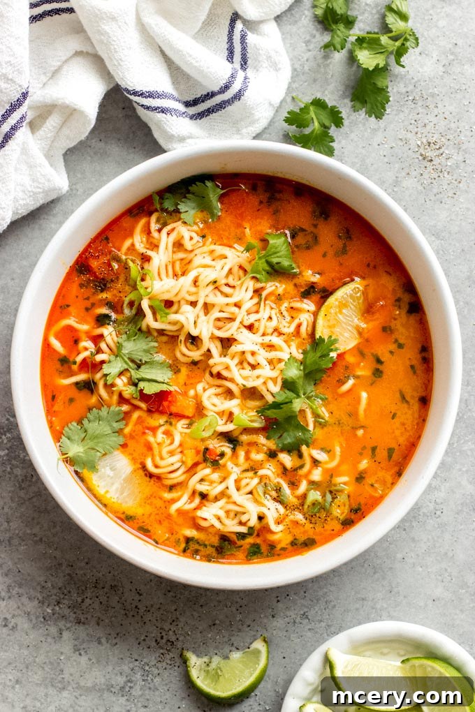 Vibrant Thai Red Curry Noodle Bowl 2 Rich and creamy Thai Red Curry Noodle Soup, perfect for a cozy meal
