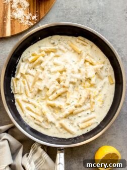 lemon garlic cream sauce served with pasta