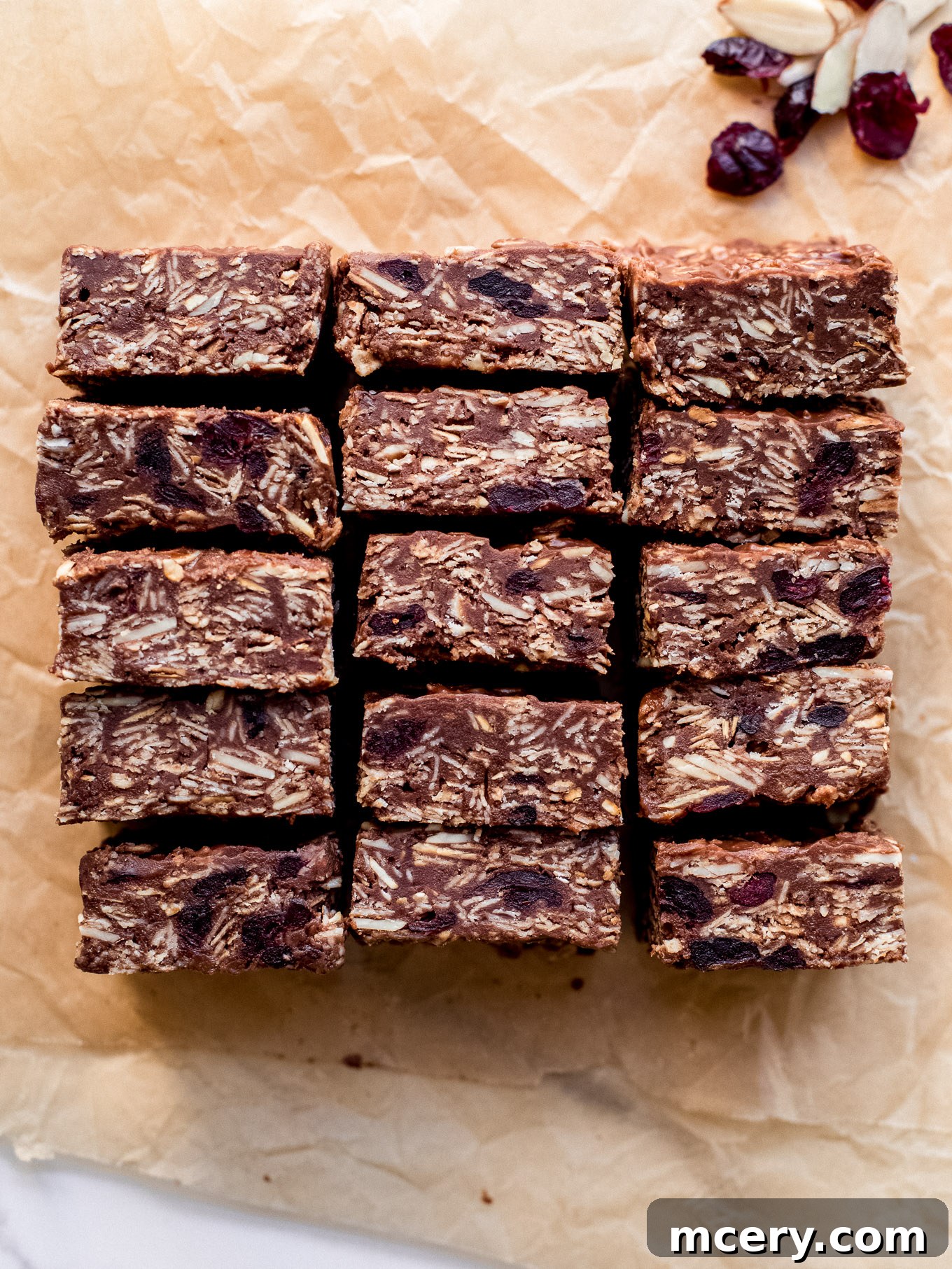 Delicious No-Bake Chocolate Oat Bars, artfully arranged