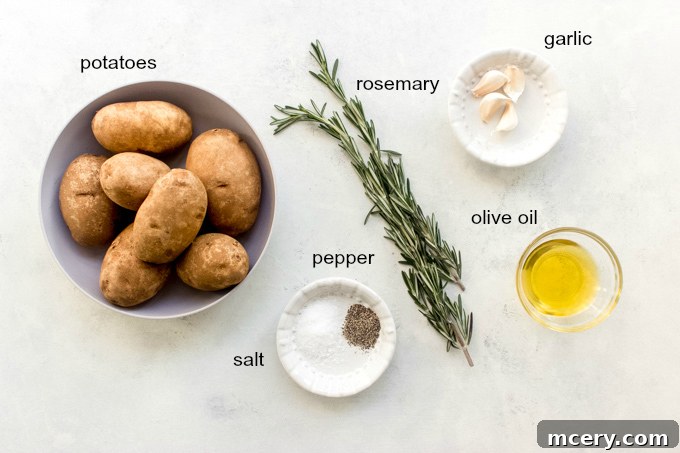 Crispy Rosemary Roasted Potatoes 4 ingredients for roasted potatoes with garlic and rosemary