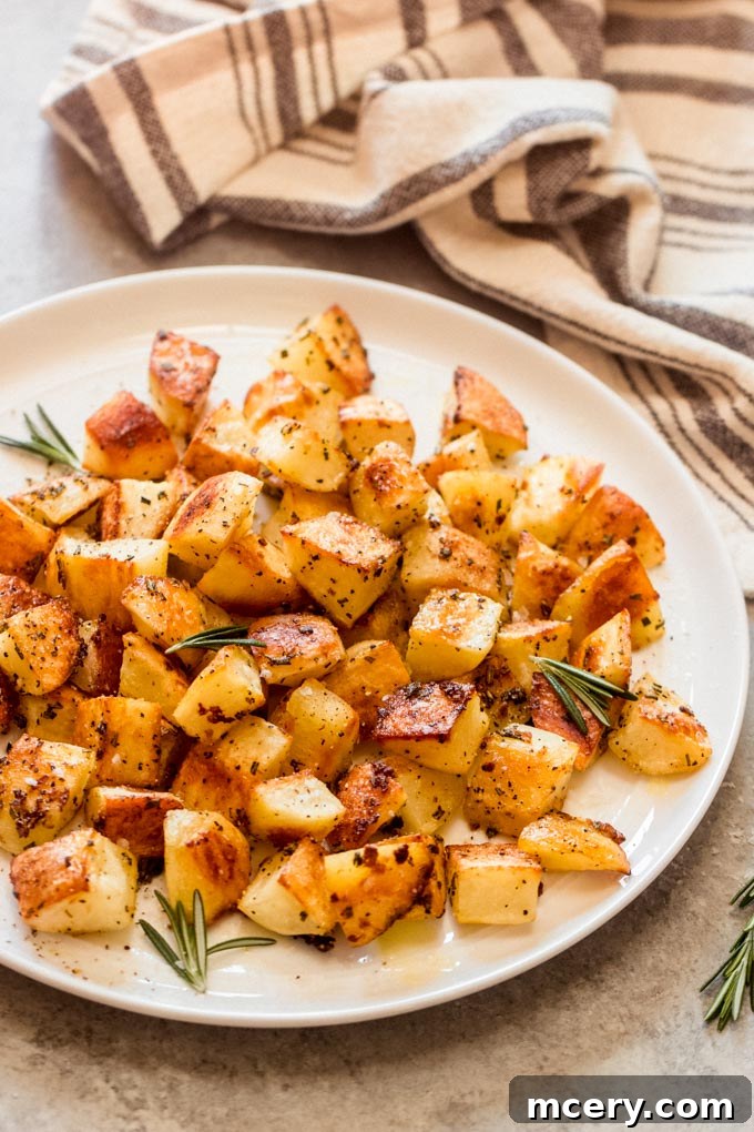 Crispy Rosemary Roasted Potatoes 7 rosemary garlic potatoes recipe, showing the finished dish.