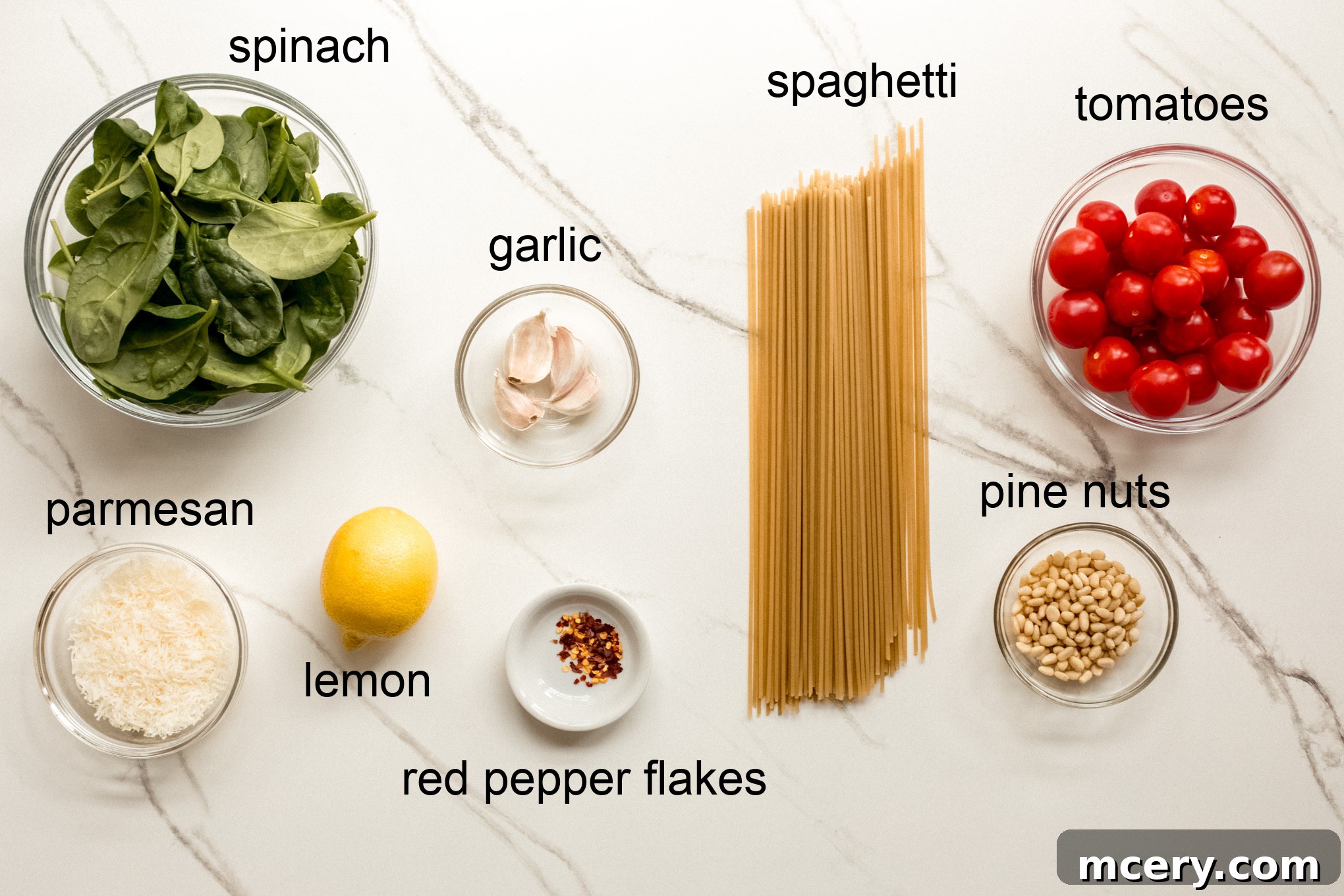 Garden Fresh Spinach and Tomato Pasta 3 ingredients for pasta with spinach and tomatoes.