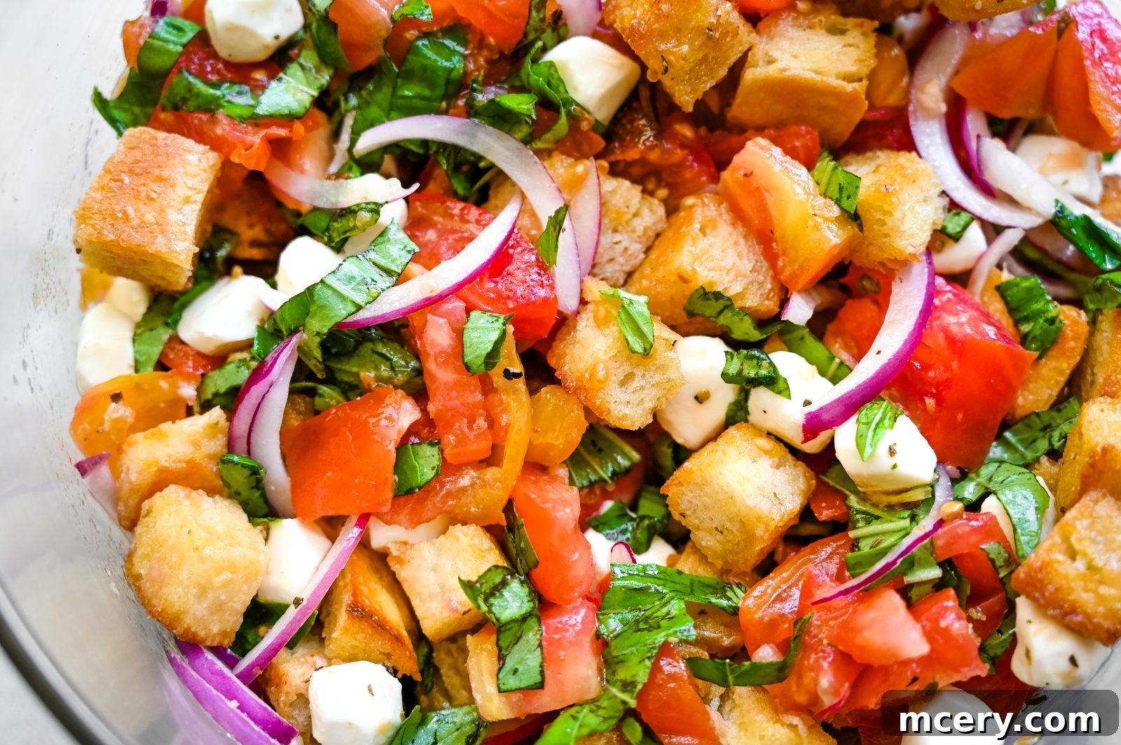 Rustic Tuscan Panzanella 9 Assembled Panzanella ingredients before dressing