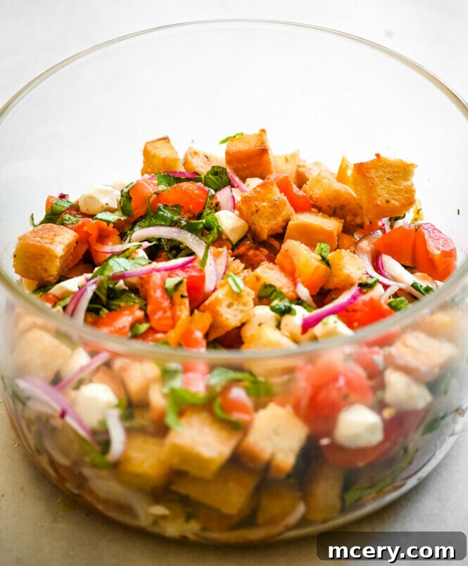 Rustic Tuscan Panzanella 10 Panzanella salad served on a plate