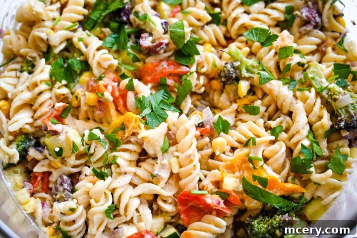 Mediterranean Hummus Pasta Delight 2 Creamy Hummus Pasta Salad with Roasted Vegetables