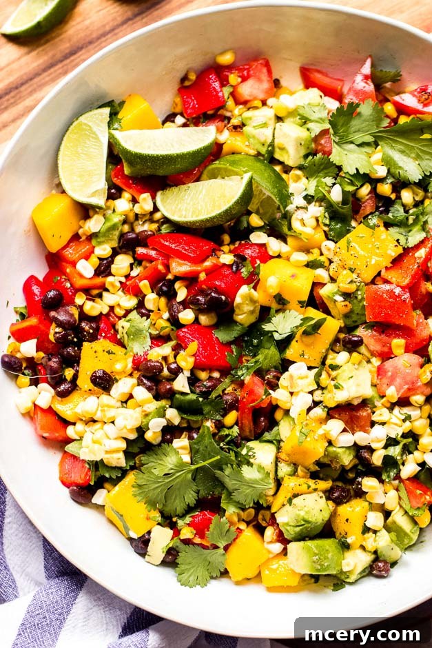 Fiesta Chopped Salad 2 Close up chopped Mexican salad in white bowl.