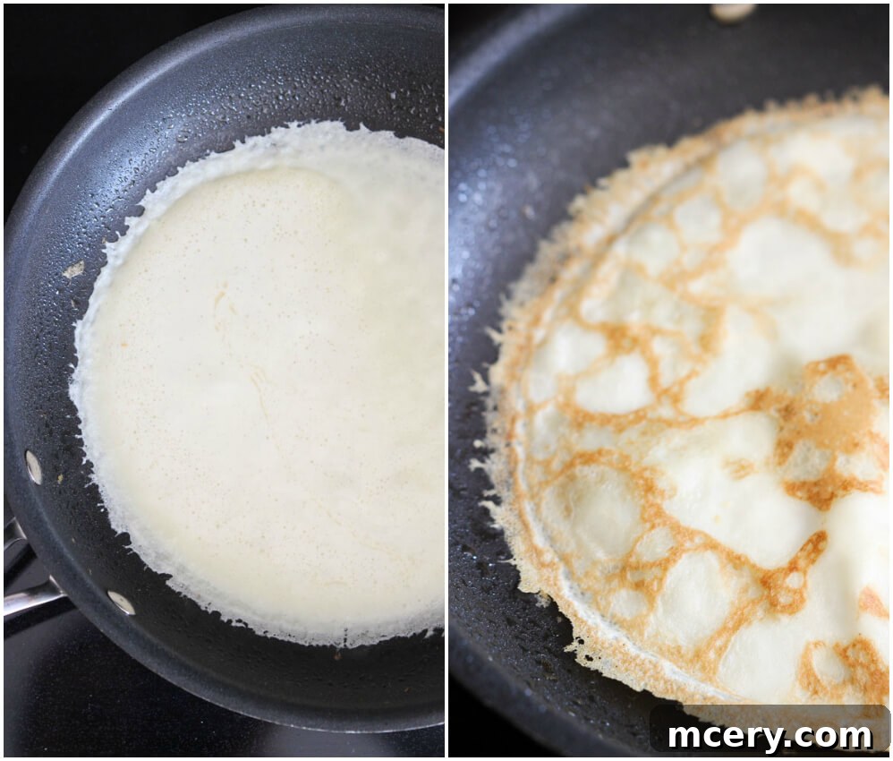 Tropical Coconut Crepes 2 A stack of golden brown coconut oil crepes, ready to be served for breakfast.