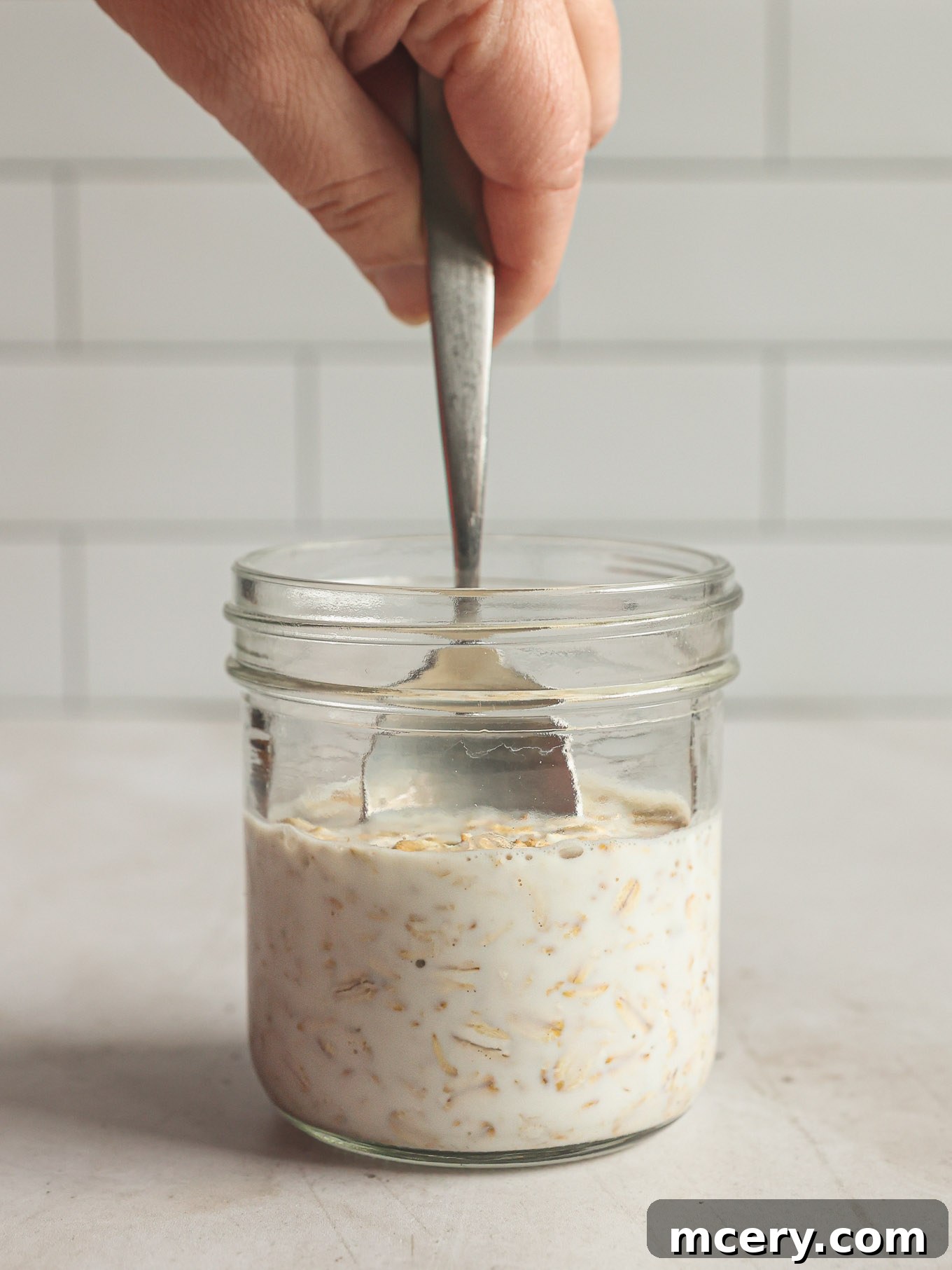 Overnight Oats Your Complete Guide to Oat Varieties and Preparation 6 Oats and milk whisked together.