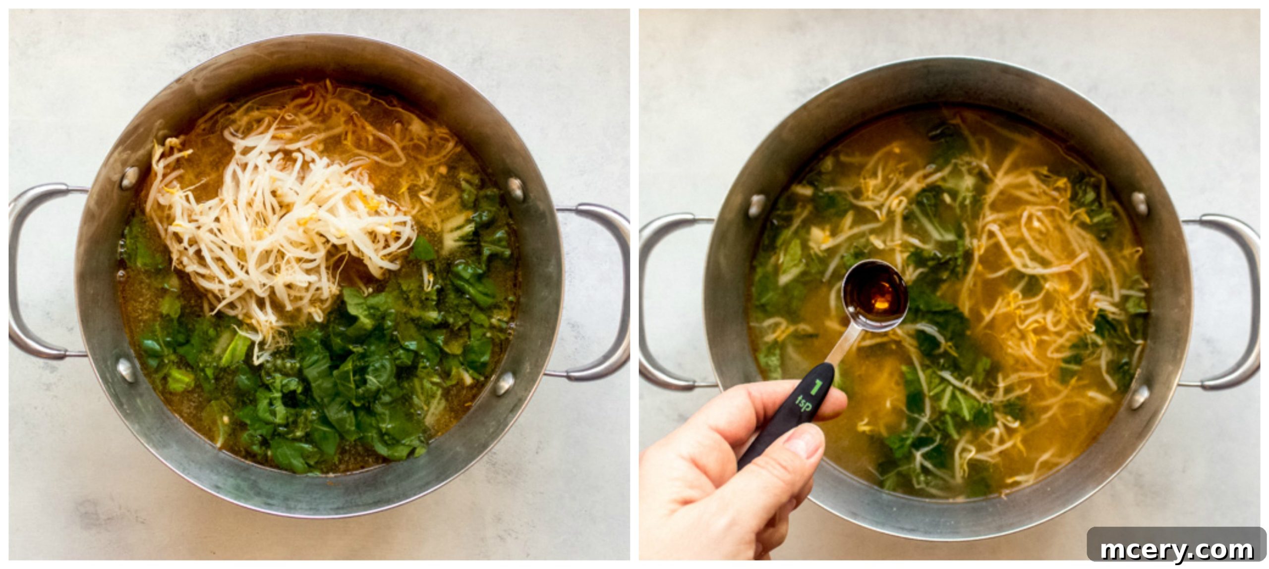 Aromatic Vietnamese Chicken Soup 7 bok choy and bean sprouts added to soup