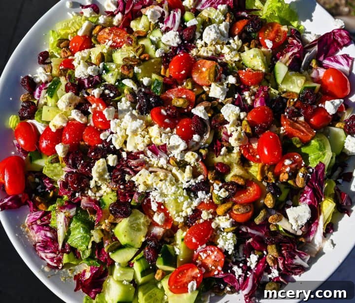 Crimson and Evergreen Christmas Chopped Salad 3 Close-up of the Red & Green Christmas Chopped Salad showcasing fresh ingredients