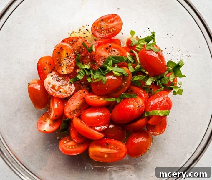 Close-up of Feta Tomato Toast assembly