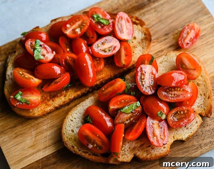 Feta Tomato Toast with fresh basil
