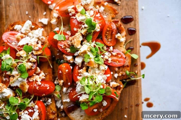 Feta Tomato Toast with fresh basil and balsamic