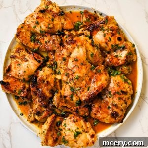 Honey Mustard Chicken One Pan Feast 10 Finished plate of Honey Mustard Sheet Pan Chicken served with rice.