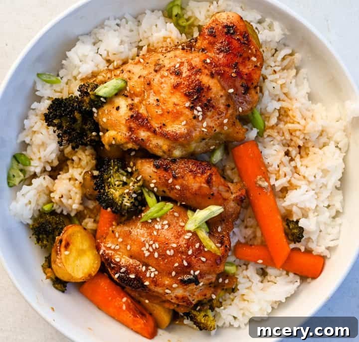 Sticky Honey Garlic Chicken and Roasted Vegetables 9 Colorful sheet pan dinner with chicken and vegetables