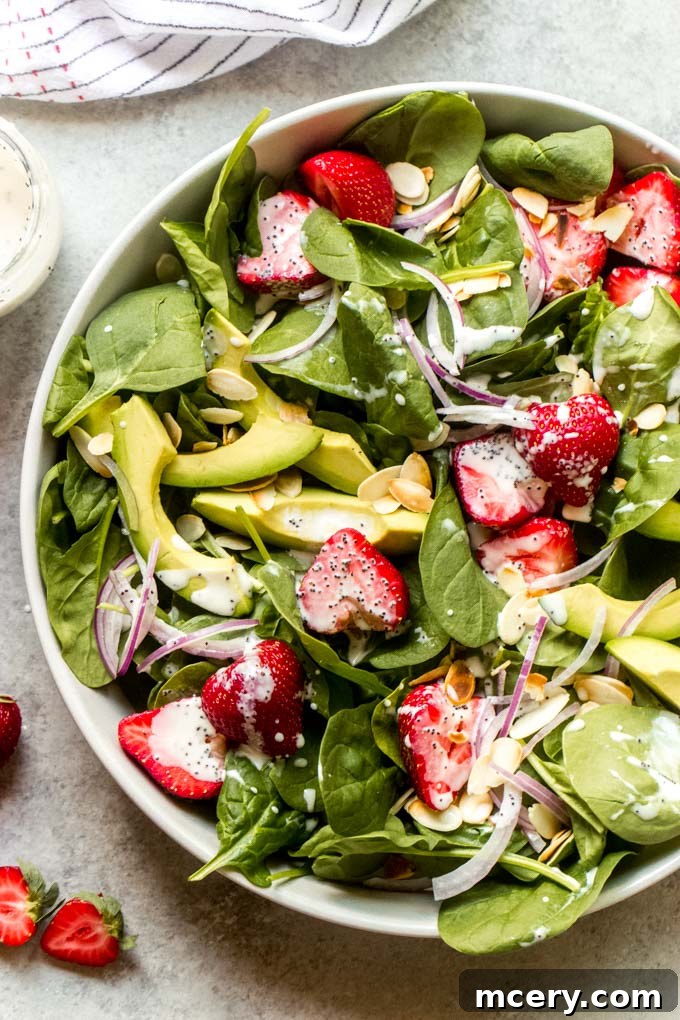 strawberry avocado salad with poppyseed dressing