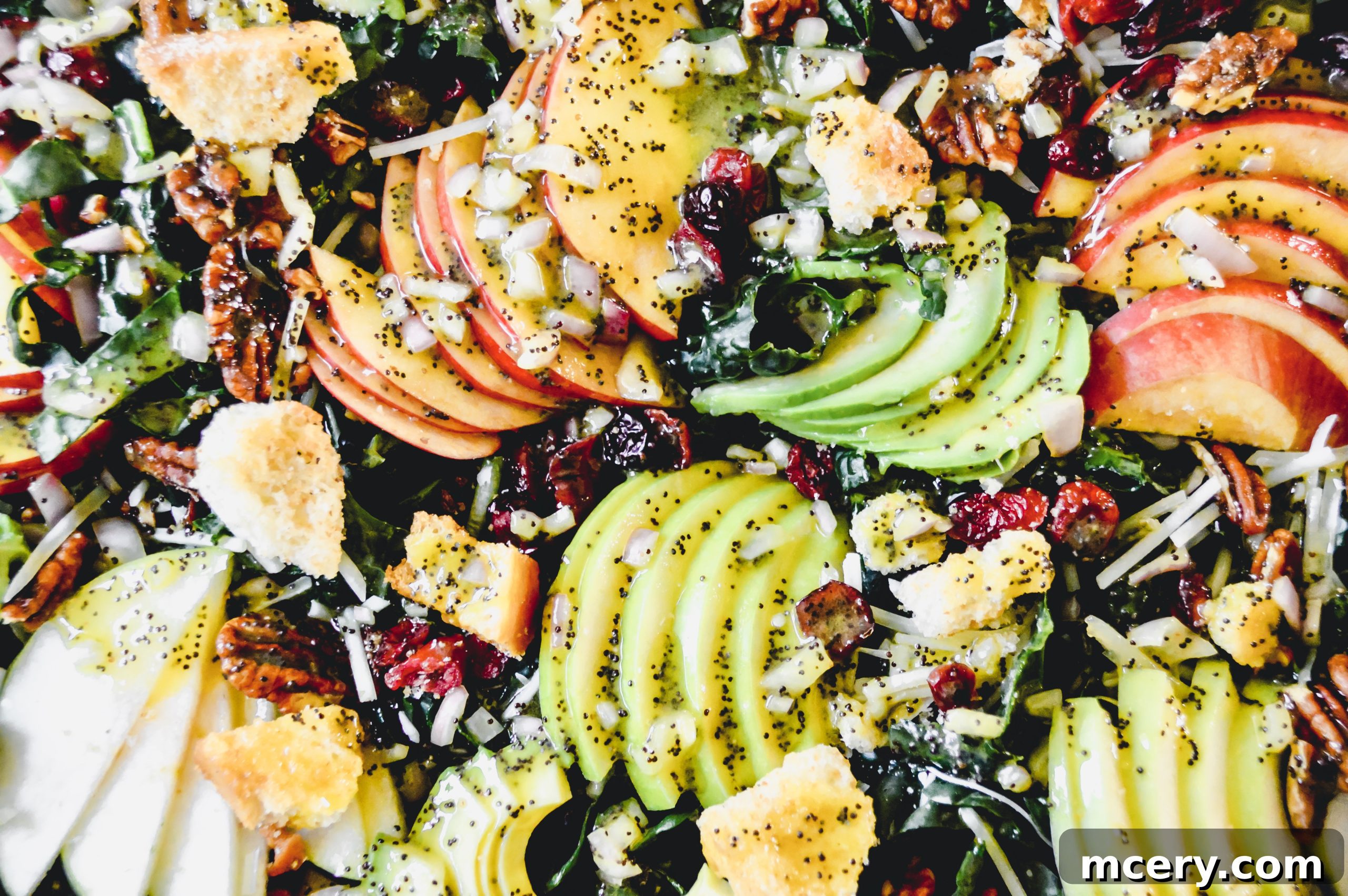 A wider shot of the Tuscan Kale Salad in a decorative bowl, ready to be served.
