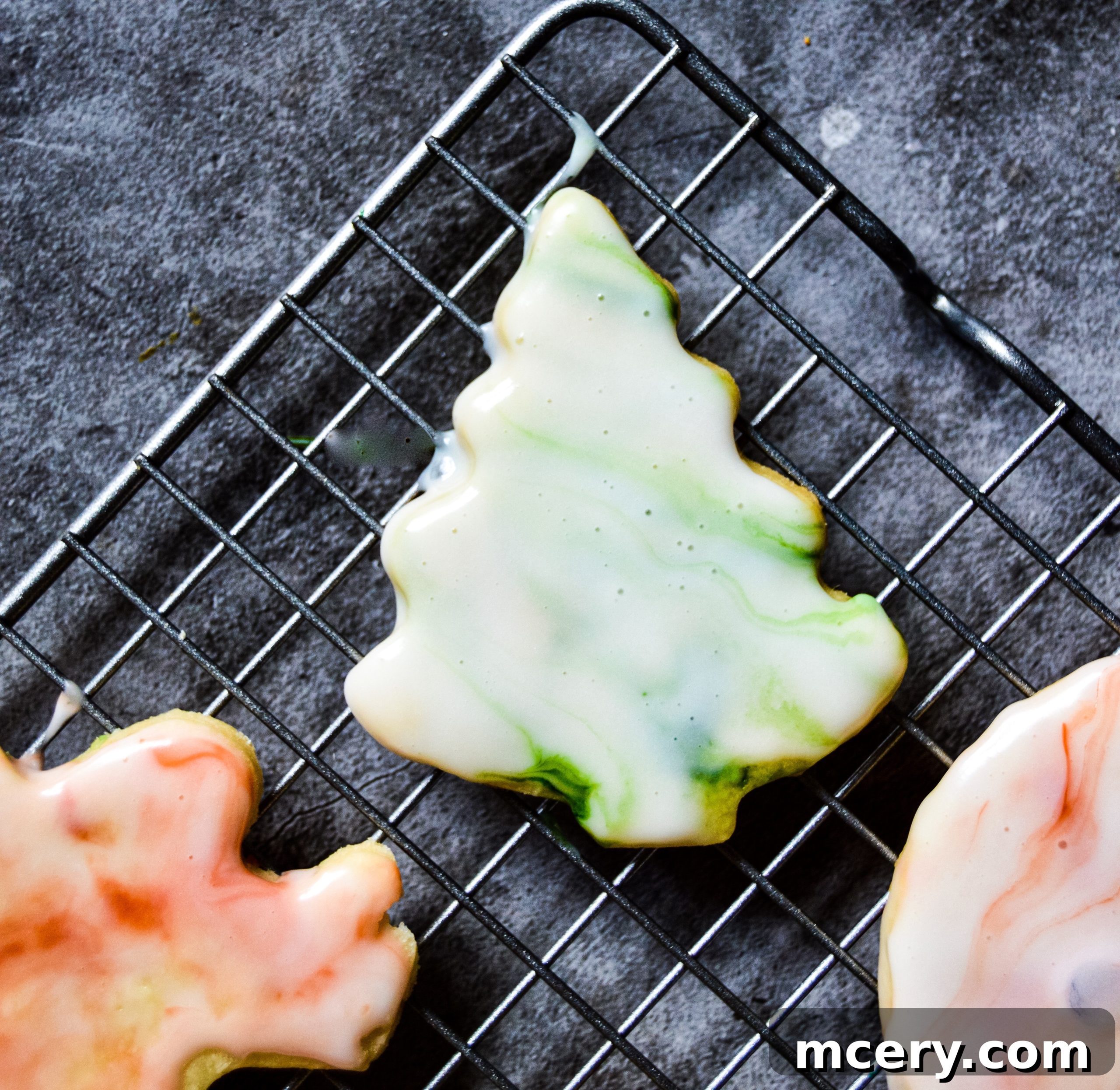 Another stunning close-up of a marbled sugar cookie, showcasing the intricate patterns and pastel hues.
