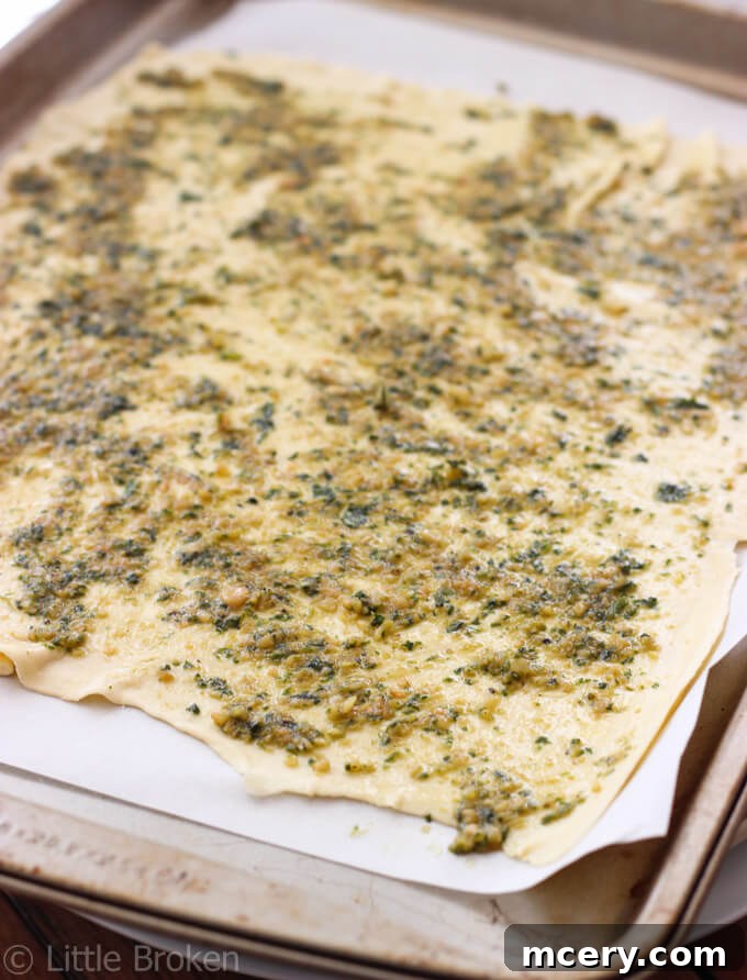 The Green Goddess Pizza 2 Raw puff pastry dough ready for baking