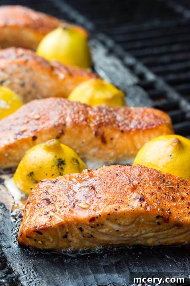Gourmet Cedar Plank Smoked Salmon 4 close up of grilled salmon.