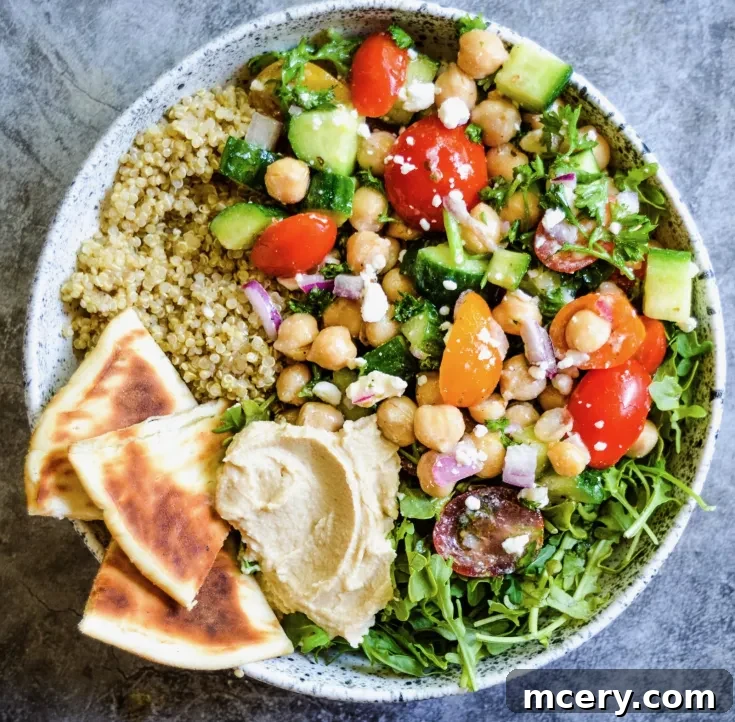 Mediterranean Chickpea Salad Bowl with fresh ingredients