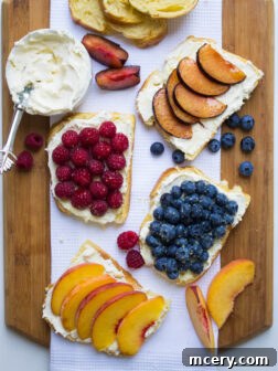 Luscious honey-vanilla flavored mascarpone ricotta spread on pillowy soft French Brioche toast and topped with fresh fruit | littlebroken.com @littlebroken