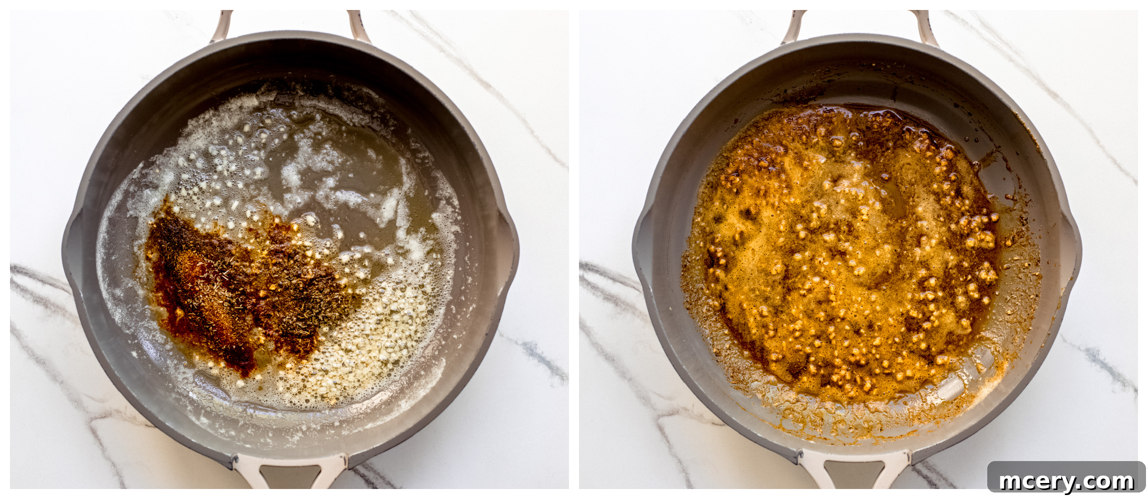 spices with butter in a skillet