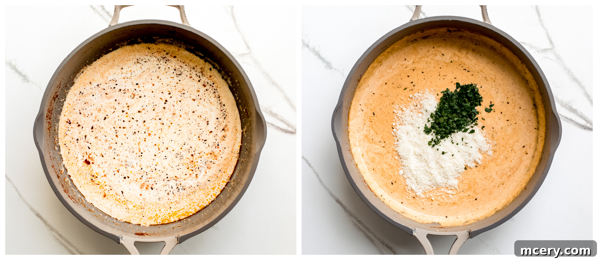 cream with spices in a skillet