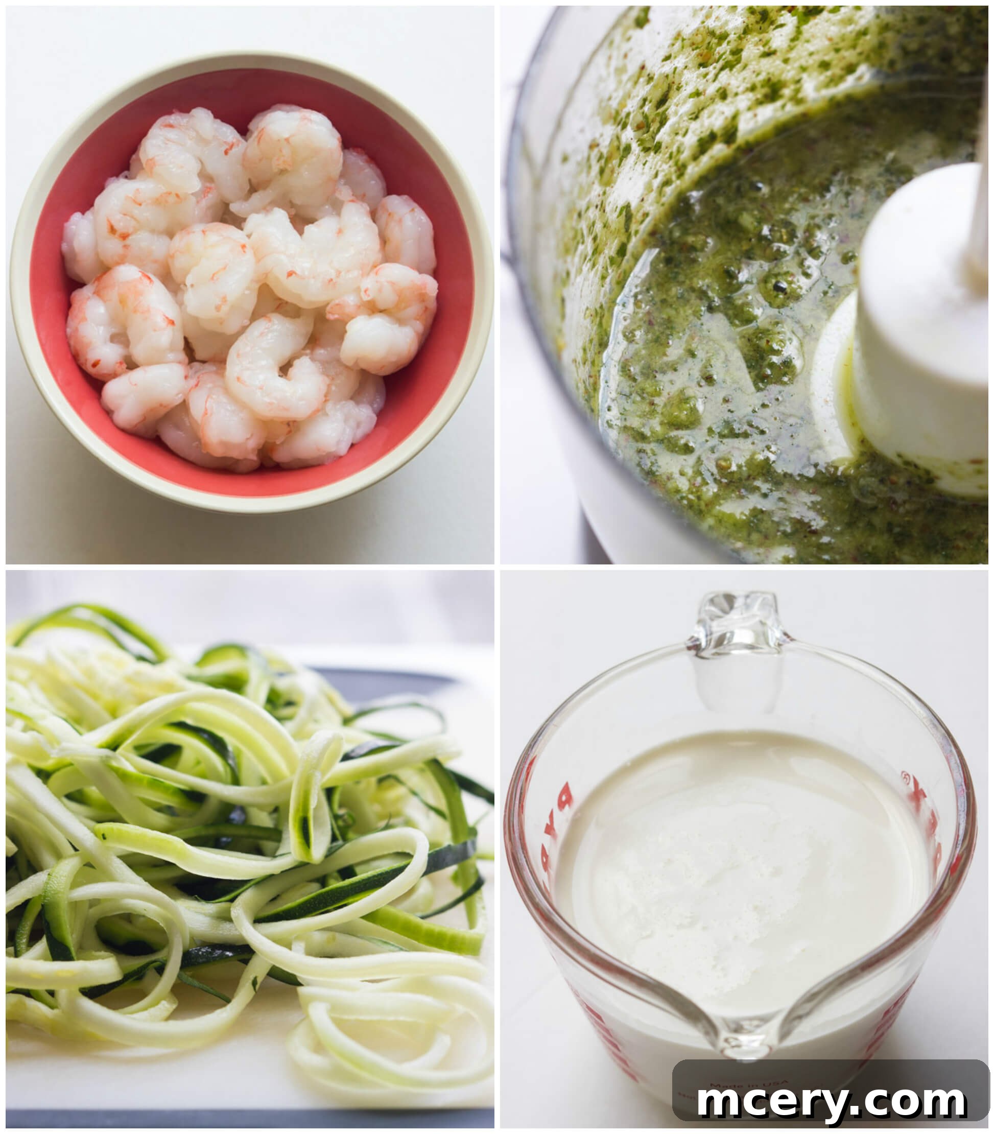 Silky Pesto Shrimp Zoodle Skillet 3 step by step on how to make pesto zucchini noodles with shrimp