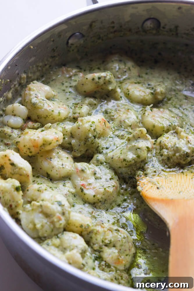 Silky Pesto Shrimp Zoodle Skillet 4 zucchini pesto pasta shrimp