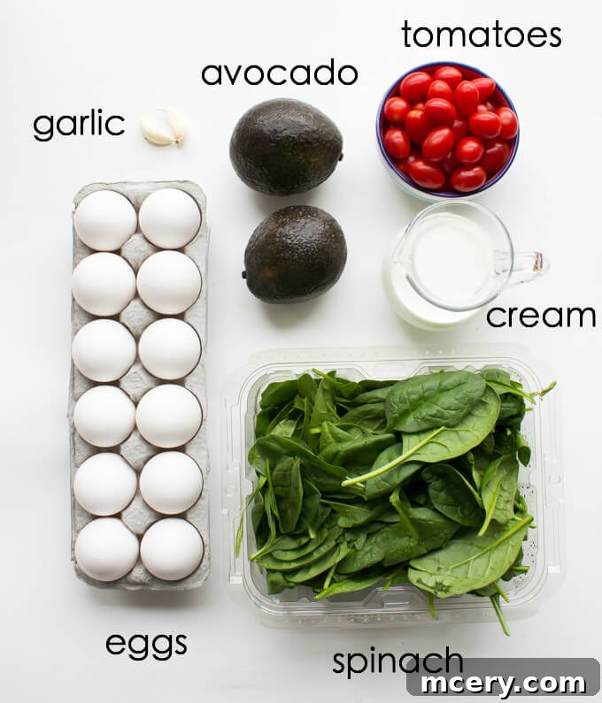 Egg Whites Scramble for Two - light and fluffy egg whites with spinach, tomatoes, and avocado. Healthy breakfast in minutes! | littlebroken.com @littlebroken