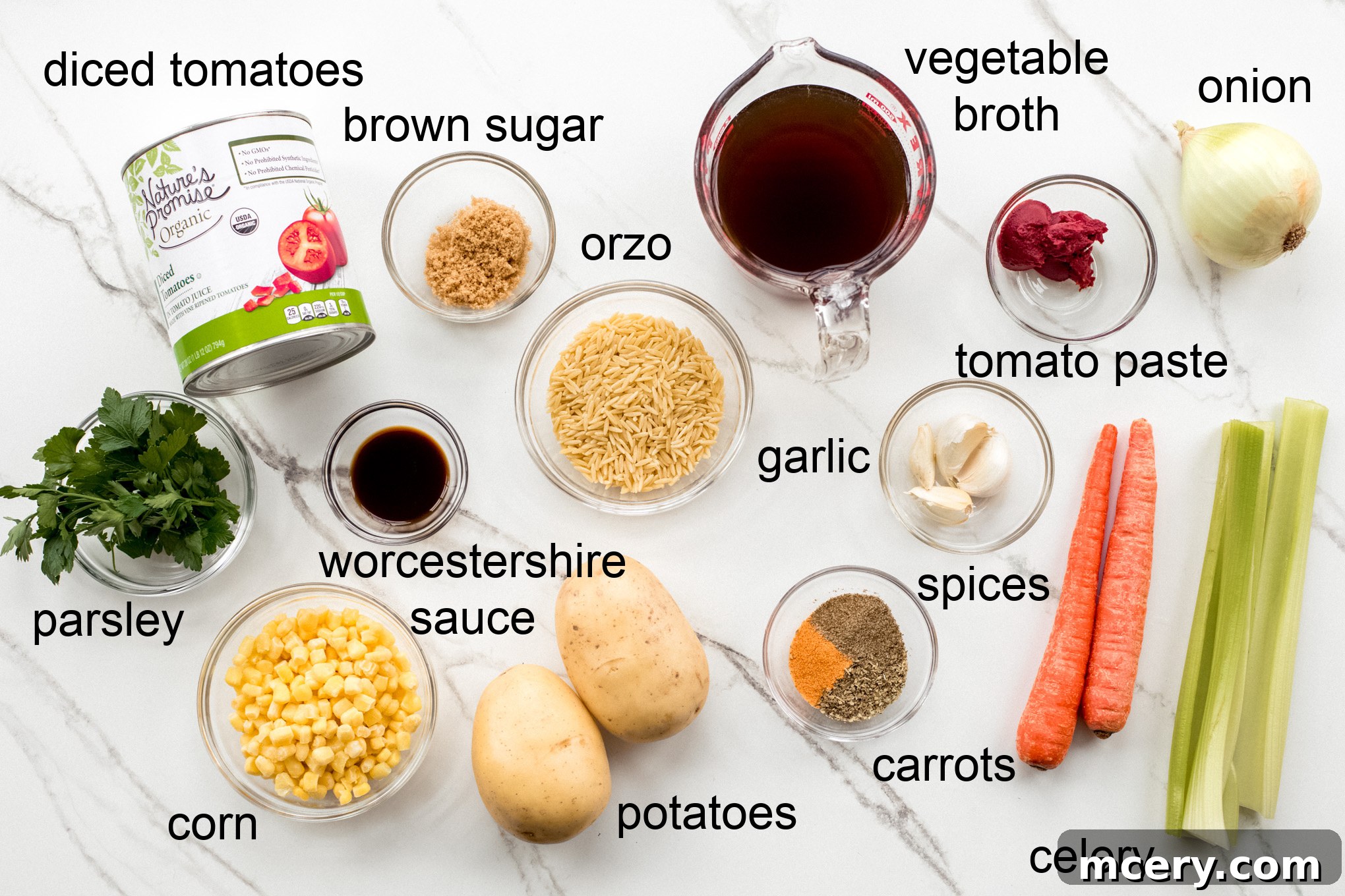 Hearty Garden Orzo Soup 3 ingredients for vegetarian soup with orzo.
