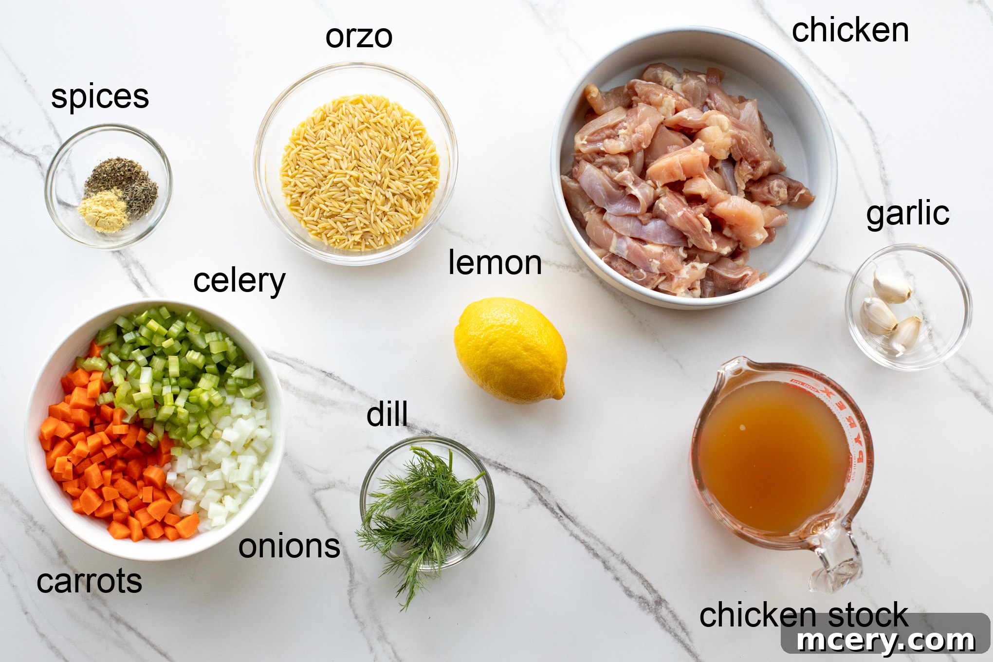Hearty Chicken Orzo Soup 3 ingredients for orzo soup.