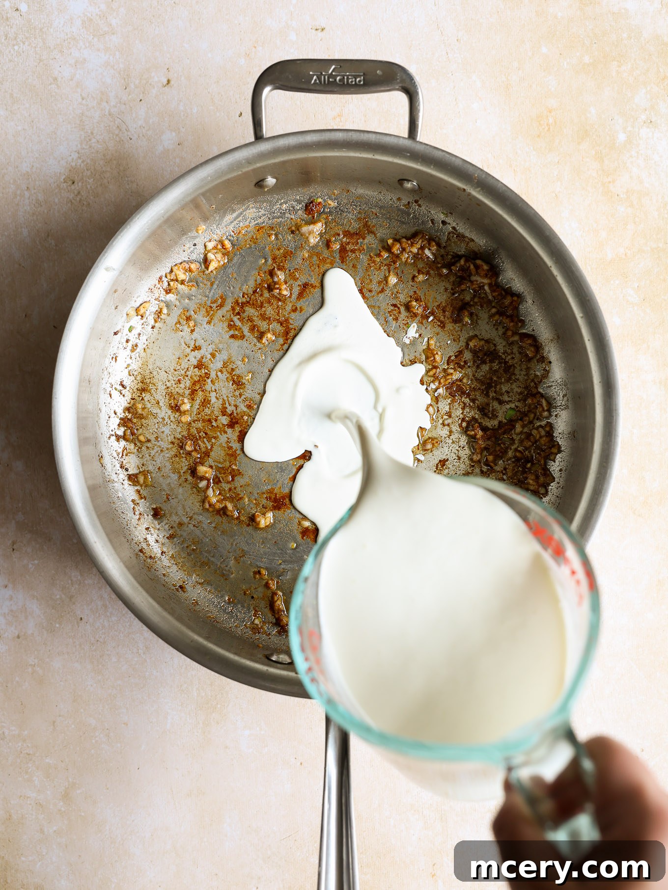 Zesty Lemon Shrimp Pasta 7 cream in a saucepan.