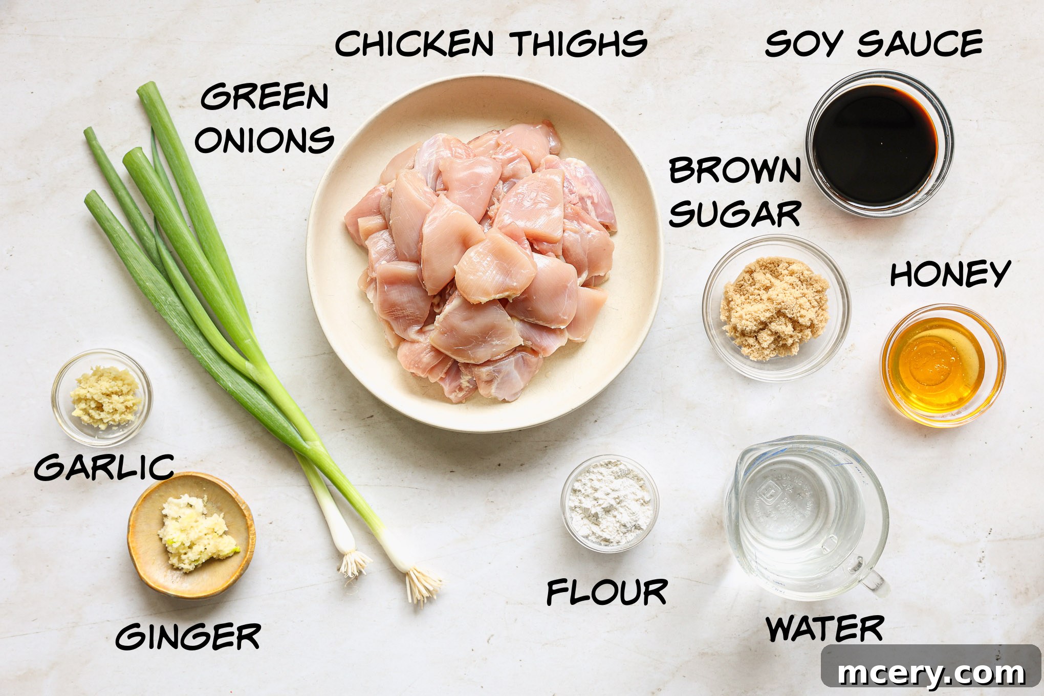 Whip Up Delicious Homemade Chicken Teriyaki 3 Essential ingredients laid out for making delicious chicken teriyaki at home.