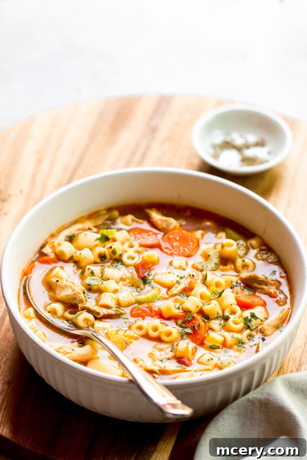 Chicken Soup Inspired by Carrabba's 2 italian chicken soup in white bowl