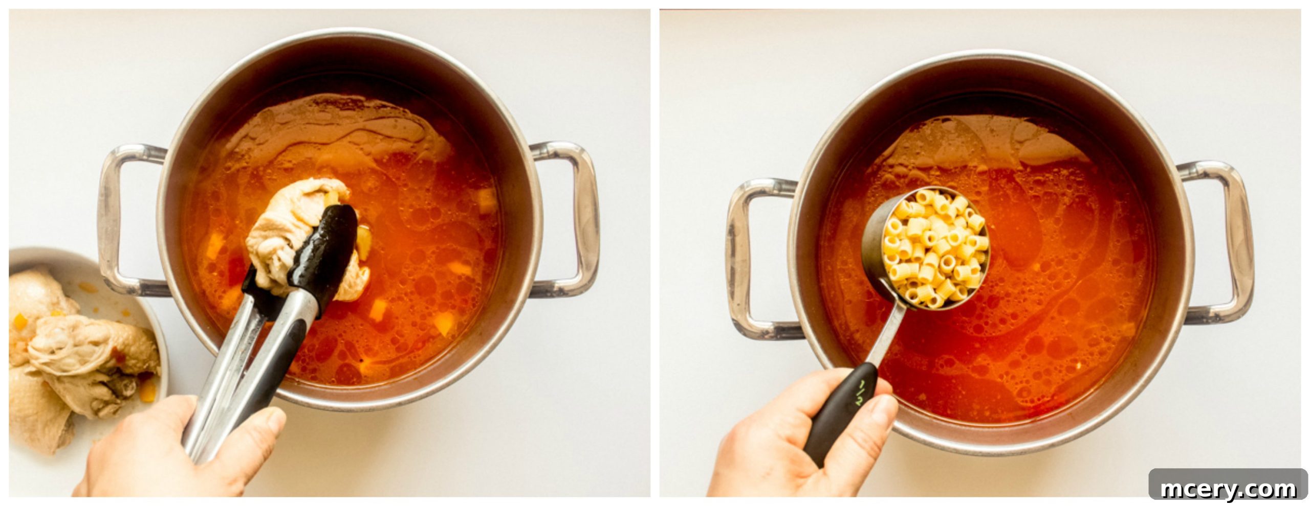 Chicken Soup Inspired by Carrabba's 6 shredded chicken soup in dutch oven