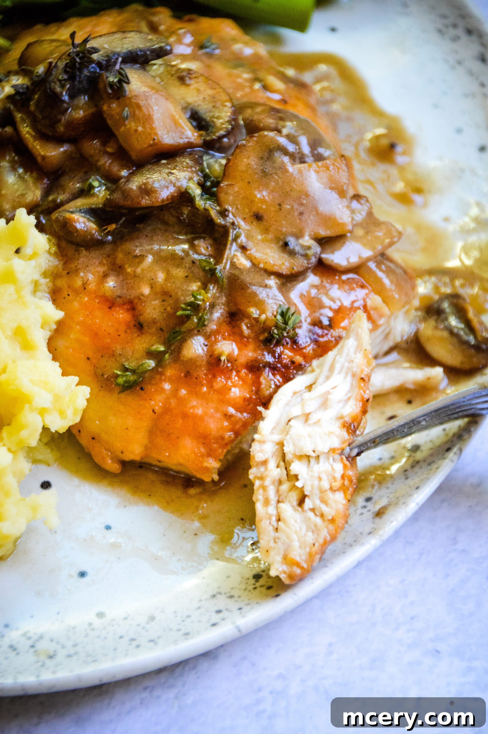 Creamy Chicken and Mushroom Skillet 2 Creamy Chicken and Mushroom Skillet with herbs