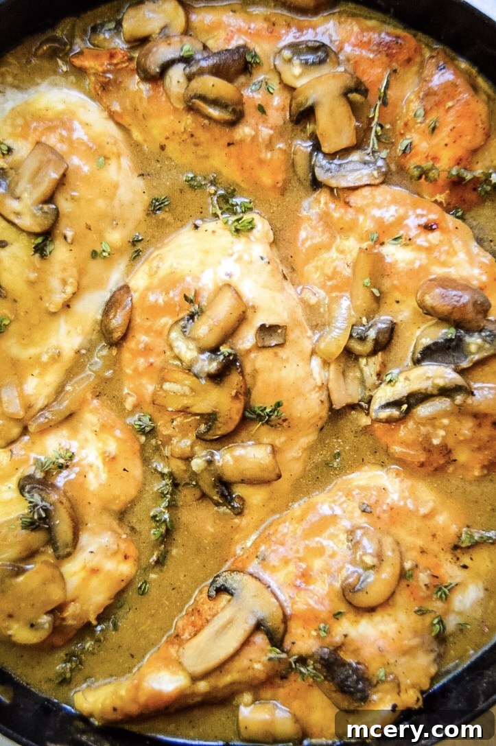 Creamy Chicken and Mushroom Skillet 3 chicken and mushroom skillet close up