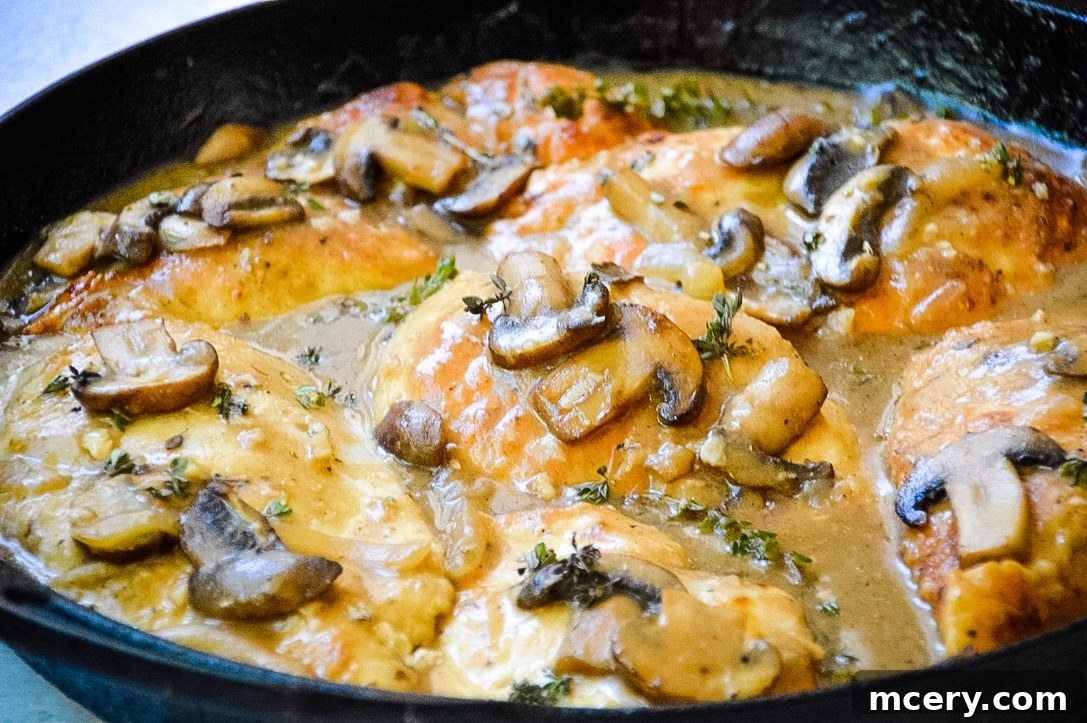 Creamy Chicken and Mushroom Skillet 7 Finished Chicken and Mushroom Skillet ready to serve