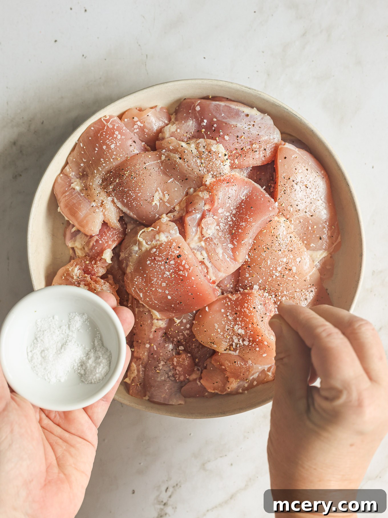 Your Guide to Perfect Marry Me Chicken 4 chicken thighs seasoned with salt.