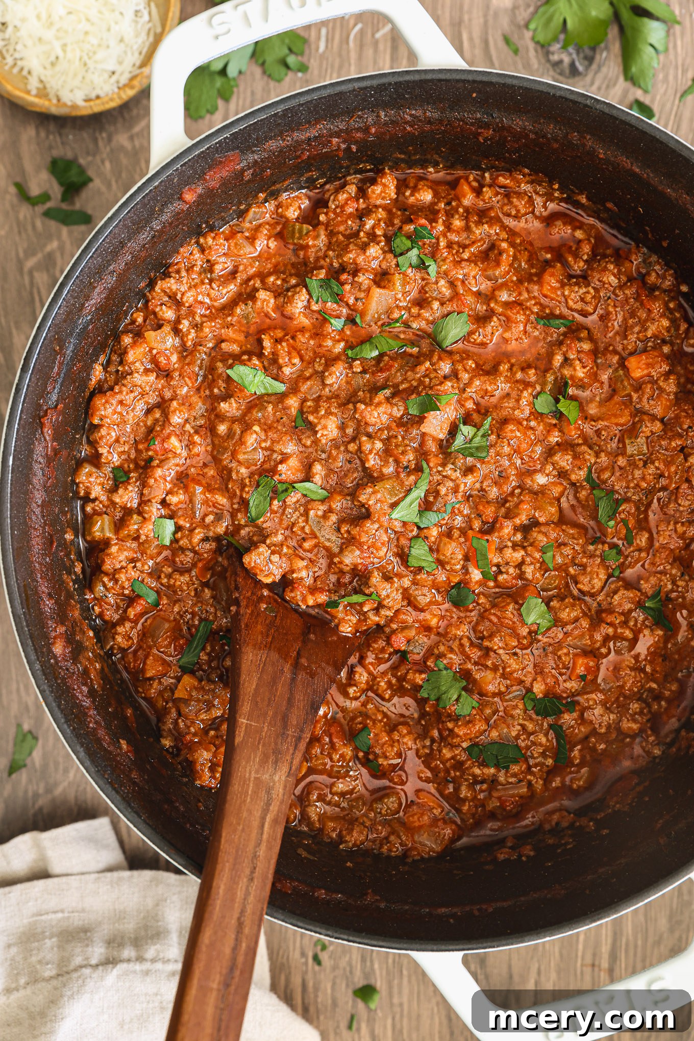 Classic Hearty Bolognese Pasta 10 bolognese sauce recipe in a pot.