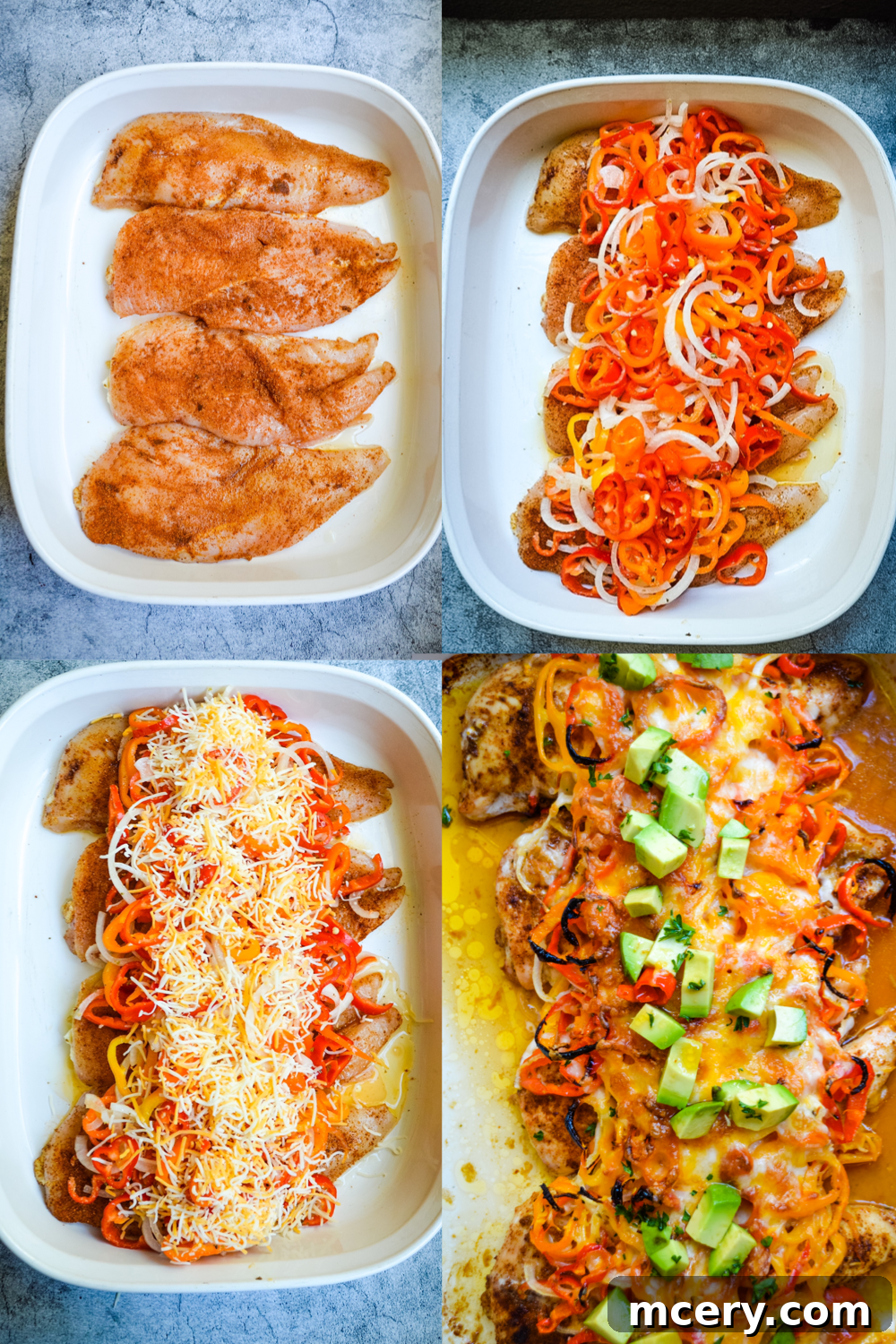 Sliced raw chicken breasts, prepared for seasoning and cooking, alongside a bowl of fajita spices.