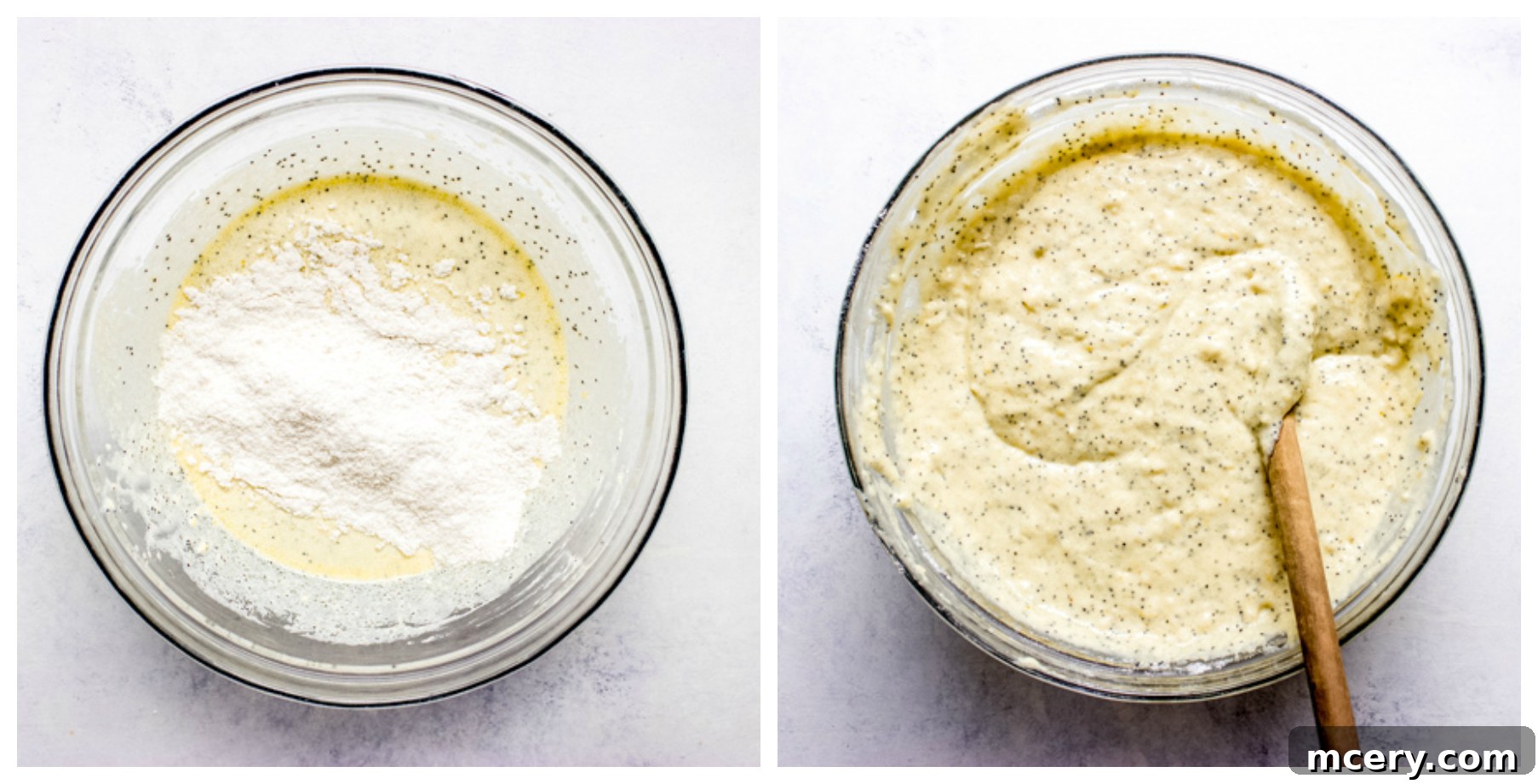 lemon poppy seed cake batter in a bowl