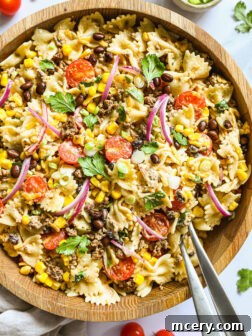 A smaller image thumbnail of the finished Cowboy Pasta Salad, rich in color and texture.