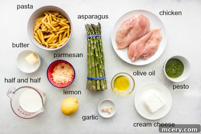 Zesty Lemon Asparagus Chicken Pasta 3 ingredients for lemon asparagus chicken pasta