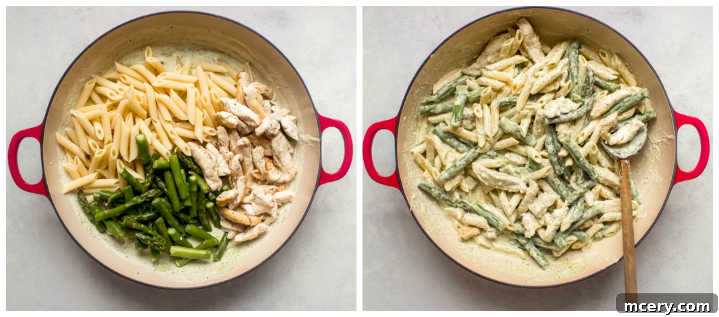 Zesty Lemon Asparagus Chicken Pasta 8 chicken and pasta in basil cream sauce