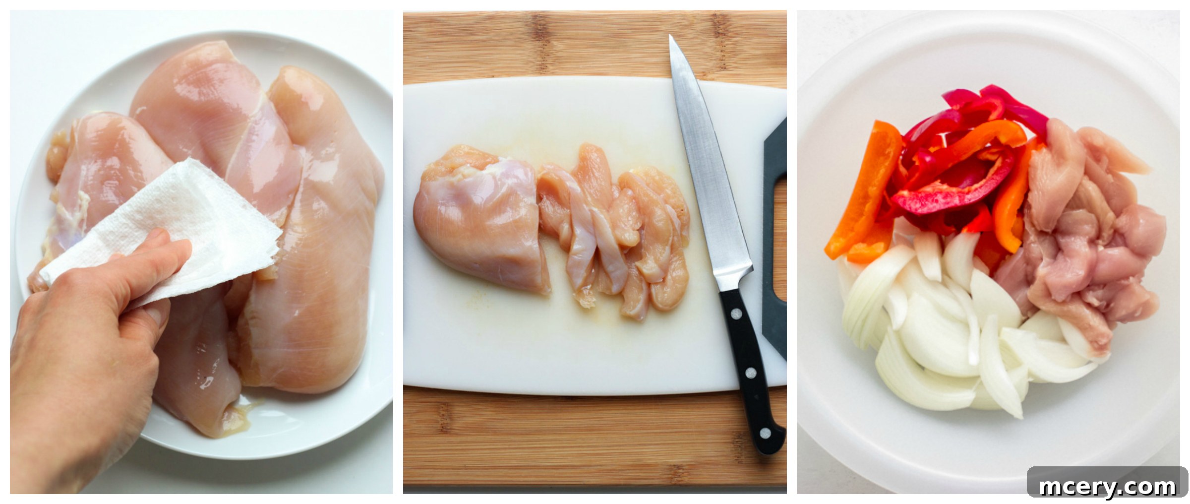 Zesty Chicken Fajita Lettuce Cups 5 sliced chicken breast on a cutting board